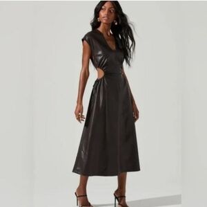 ASTR the Label Miranda Faux Leather Cutout Midi Dress Size M